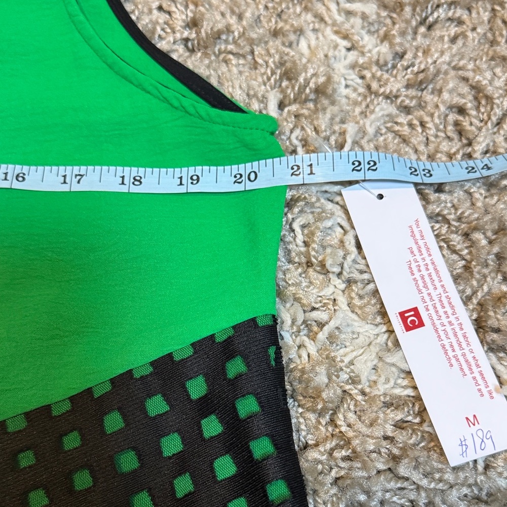 NWT IC Collection Green & Black Colorblock Sleeveless Zipper Dress size Medium - Picture 13 of 15
